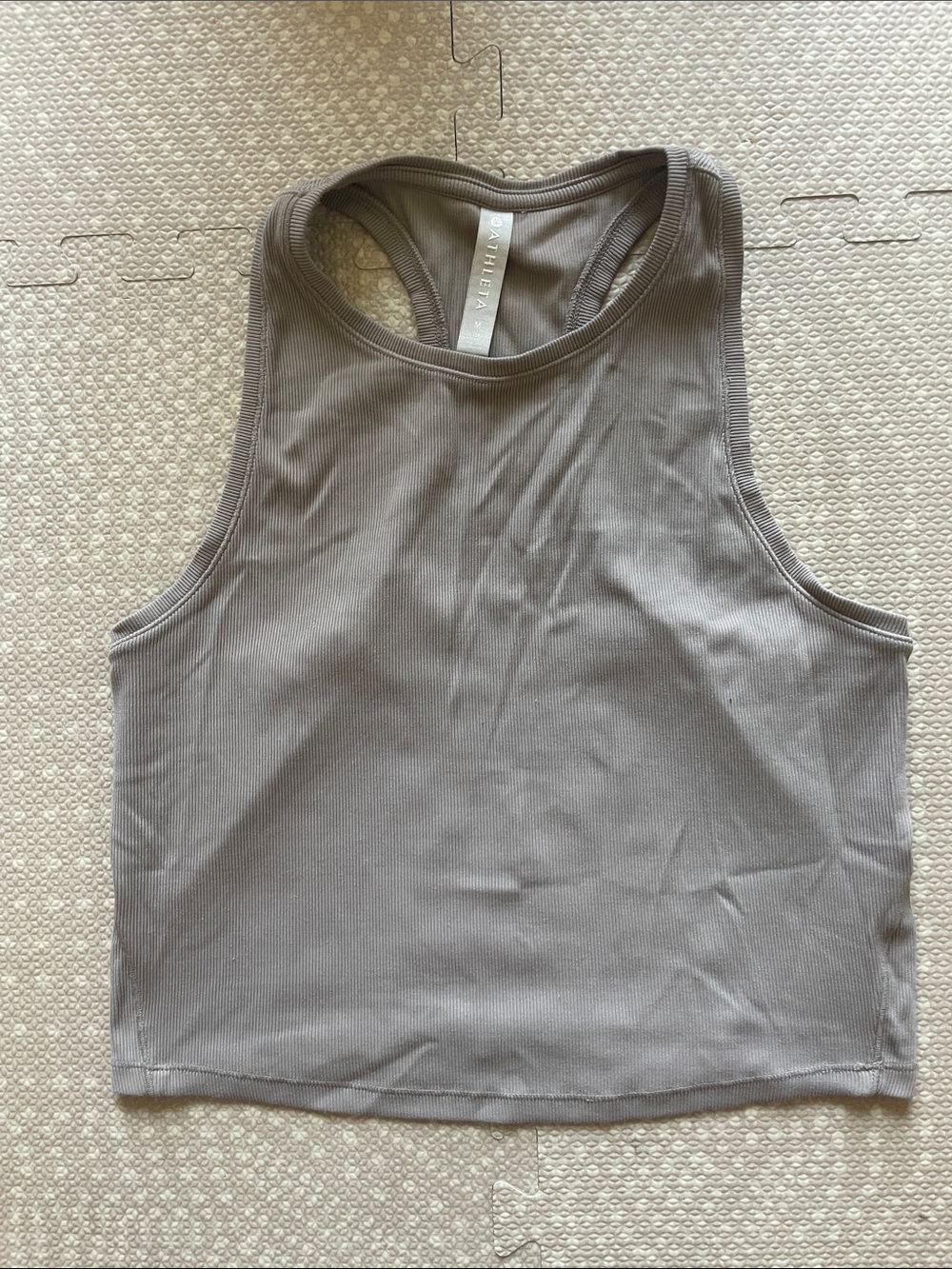 Athleta Brown Ribbed Racerback Crop Tank